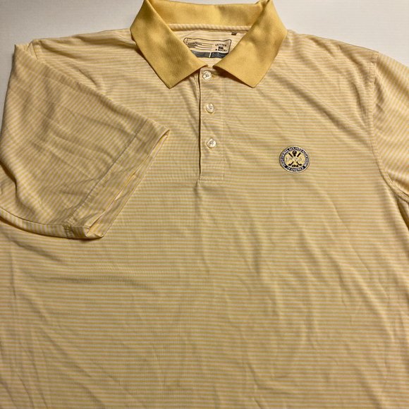 Cutter & Buck Yellow White Striped Men's PGA Golf Shirt Size XL DryTec Polyester - Picture 3 of 8